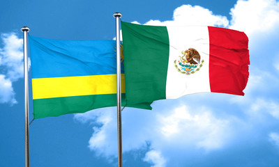 Rwanda flag with Mexico flag, 3D rendering