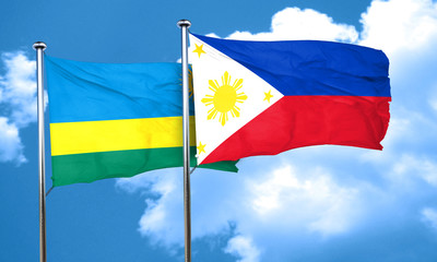 Rwanda flag with Philippines flag, 3D rendering