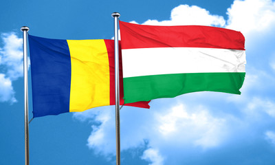 Romania flag with Hungary flag, 3D rendering