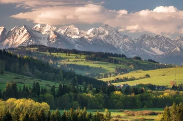 Printed roller blinds Tatra Mountains Beautiful spring panorama of Tatra mountains and green hills