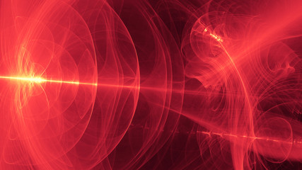 glowing red curved lines over dark Abstract Background space universe. Illustration.