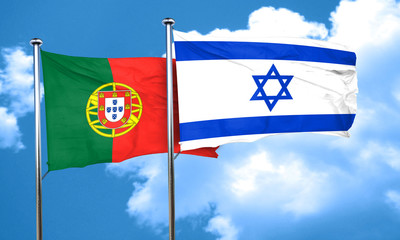 Portugal flag with Israel flag, 3D rendering