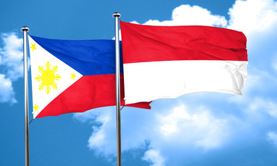 Fototapeta na wymiar Philippines flag with Indonesia flag, 3D rendering