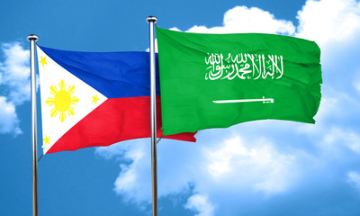 Philippines flag with Saudi Arabia flag, 3D rendering