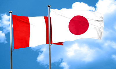 Peru flag with Japan flag, 3D rendering