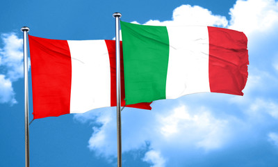 Peru flag with Italy flag, 3D rendering