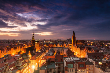 Historical architecture of Wroclaw city skyline. - obrazy, fototapety, plakaty
