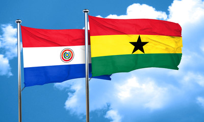 Paraguay flag with Ghana flag, 3D rendering