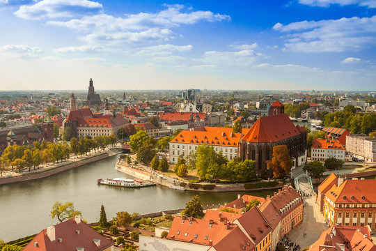 Old town cityscape panorama, Wroclaw, Poland