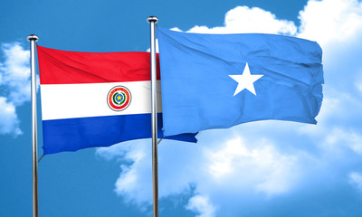 Paraguay flag with Somalia flag, 3D rendering