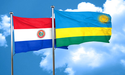 Paraguay flag with rwanda flag, 3D rendering