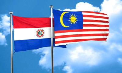 Paraguay flag with Malaysia flag, 3D rendering