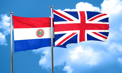 Paraguay flag with Great Britain flag, 3D rendering