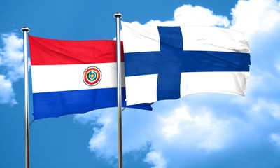 Paraguay flag with Finland flag, 3D rendering