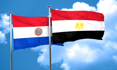 Paraguay flag with egypt flag, 3D rendering