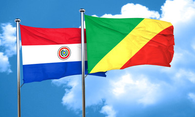 Paraguay flag with congo flag, 3D rendering