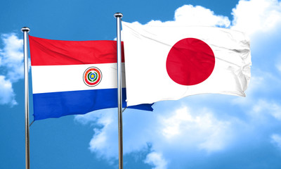 Paraguay flag with Japan flag, 3D rendering