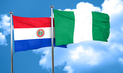 Paraguay flag with Nigeria flag, 3D rendering