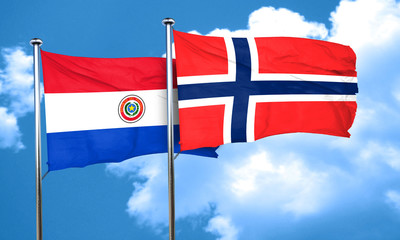 Paraguay flag with Norway flag, 3D rendering