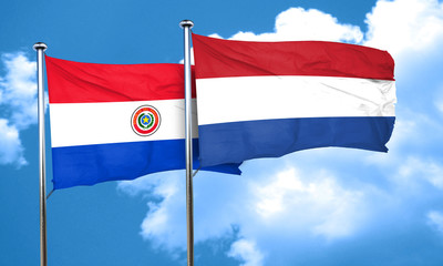 Paraguay flag with Netherlands flag, 3D rendering