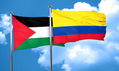 palestine flag with Colombia flag, 3D rendering
