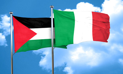 palestine flag with Italy flag, 3D rendering