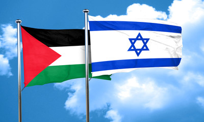 palestine flag with Israel flag, 3D rendering