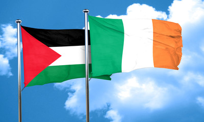 palestine flag with Ireland flag, 3D rendering