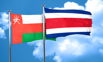Oman flag with Costa Rica flag, 3D rendering