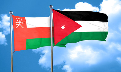 Oman flag with Jordan flag, 3D rendering