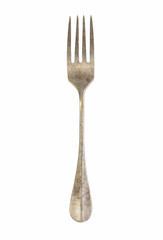 Old fork isolated on white background.