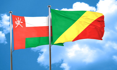 Oman flag with congo flag, 3D rendering