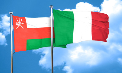 Oman flag with Italy flag, 3D rendering