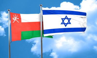 Oman flag with Israel flag, 3D rendering