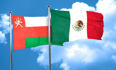 Oman flag with Mexico flag, 3D rendering