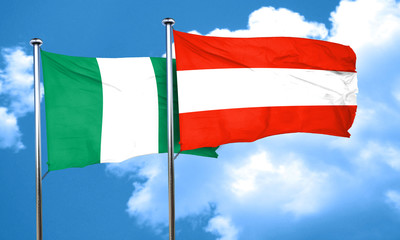 Nigeria flag with Austria flag, 3D rendering