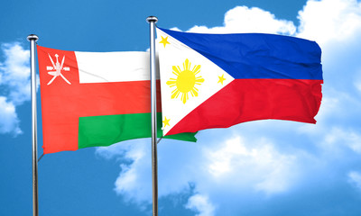 Oman flag with Philippines flag, 3D rendering