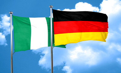 Nigeria flag with Germany flag, 3D rendering