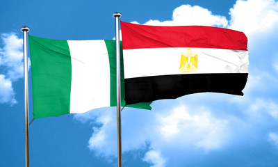 Nigeria flag with egypt flag, 3D rendering