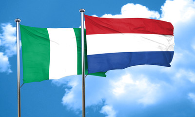 Nigeria flag with Netherlands flag, 3D rendering