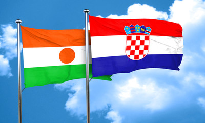 niger flag with Croatia flag, 3D rendering