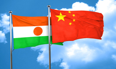 niger flag with China flag, 3D rendering