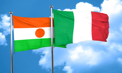 niger flag with Italy flag, 3D rendering