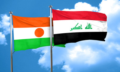 niger flag with Iraq flag, 3D rendering