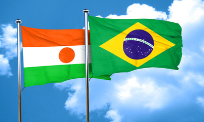 niger flag with Brazil flag, 3D rendering