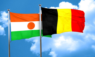 niger flag with Belgium flag, 3D rendering