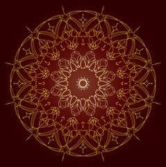 Oriental Arabic style round ornament or arabesque with floral pattern, colorful madala graphic element