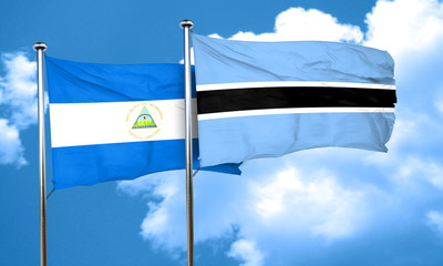 nicaragua flag with Botswana flag, 3D rendering