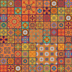 Vector seamless texture. Beautiful mega patchwork pattern for design and fashion with decorative elements - 112969648