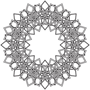 Circular geometric pattern in arabesque style. Eight pointed star. Mandala. Lotus. tessellation illustration.